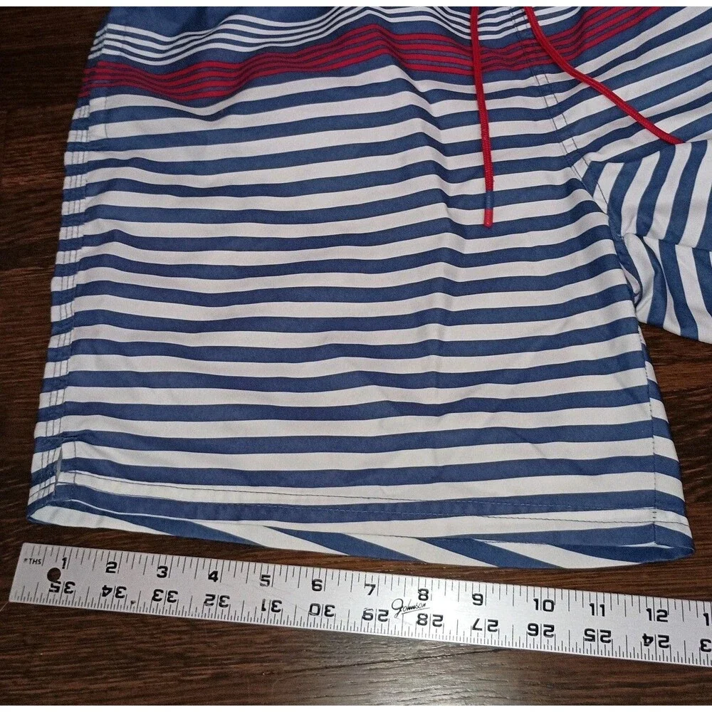 Vineyard Vines Swim Trunks Mens Large Lined Red White Blue Striped